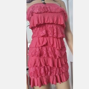 Sexy Hot Pink Ruffled Bodycon Dress size S